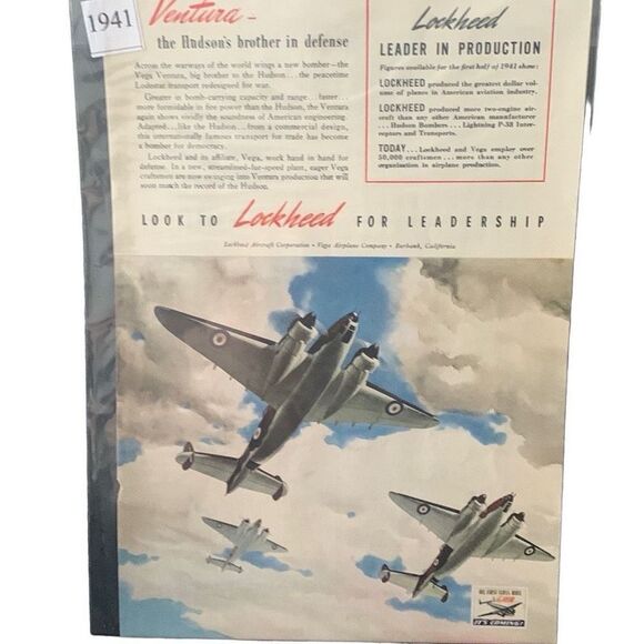 Vintage 1941 Lockheed Ventura Leader in Protection Ad Advertisement - Picture 4 of 4